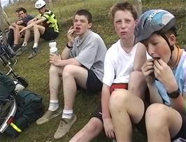 Taking a well-earned rest at Blaen-y-nant, 16.6 miles into the ride